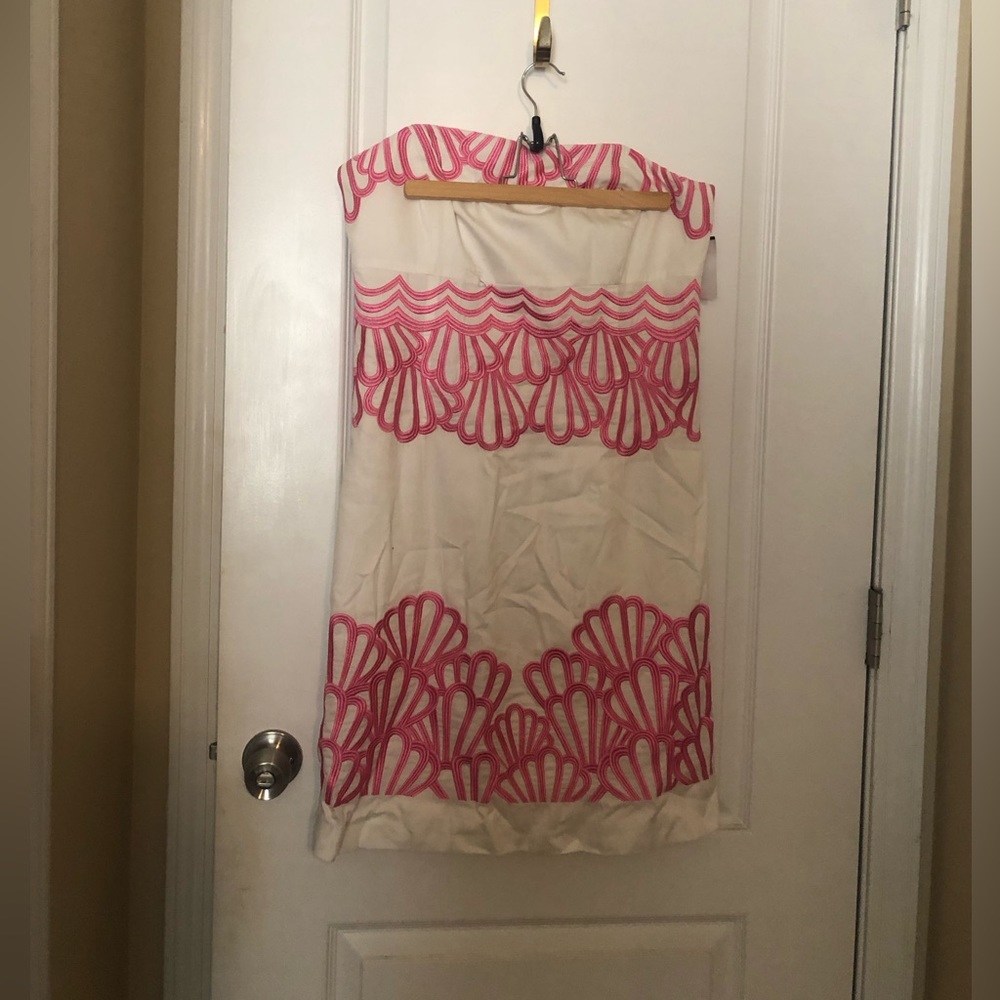 Lily Pulitzer strapless cotton dress.